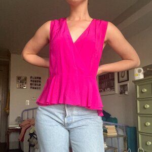 Hot pink silk blouse